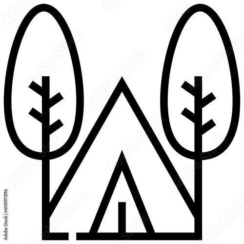 camping tent campground location map icon simple line