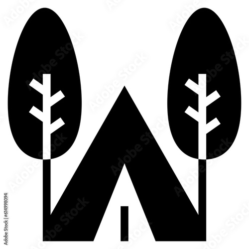 camping tent campground location map icon solid glyph