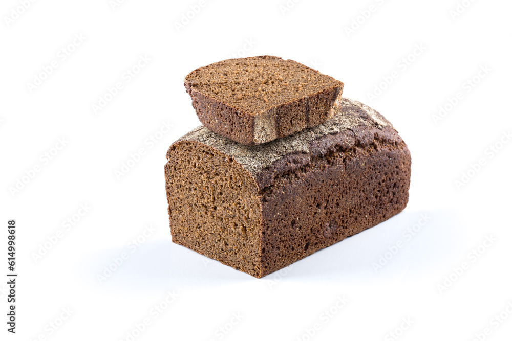 Rye bread slices isolated on white background Rye bread slices isolated on white background