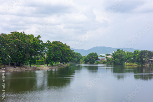 Lampang Wang River   beautiful nature landscape of irrigation water canal in Northern Lampang province in Thailand.