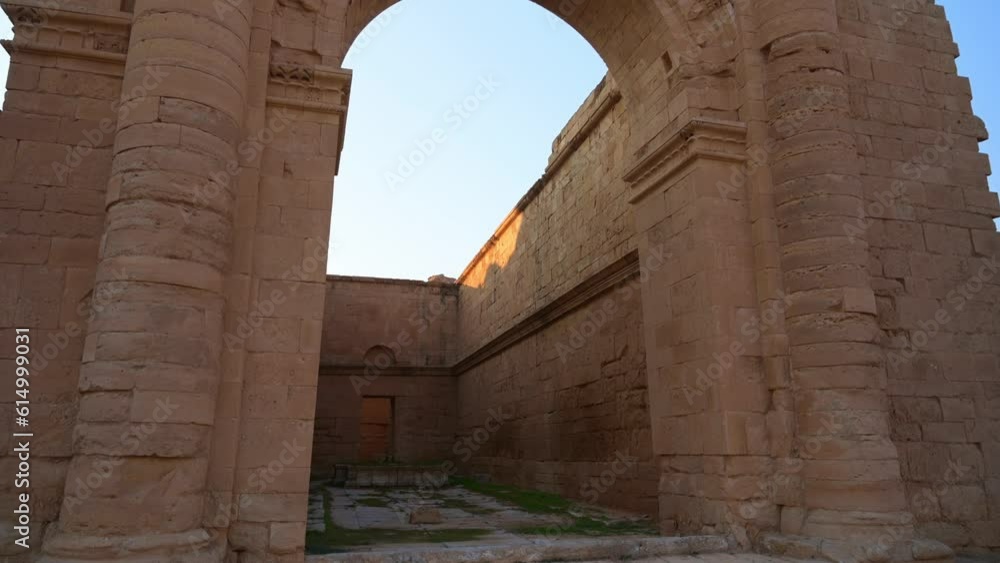 Ancient Monument at Hatra Ruins in Iraq, Old Archway at Outdoor Archaeology Site Ancient Monument at Hatra Ruins in Iraq, Old Archway at Outdoor Archaeology Site