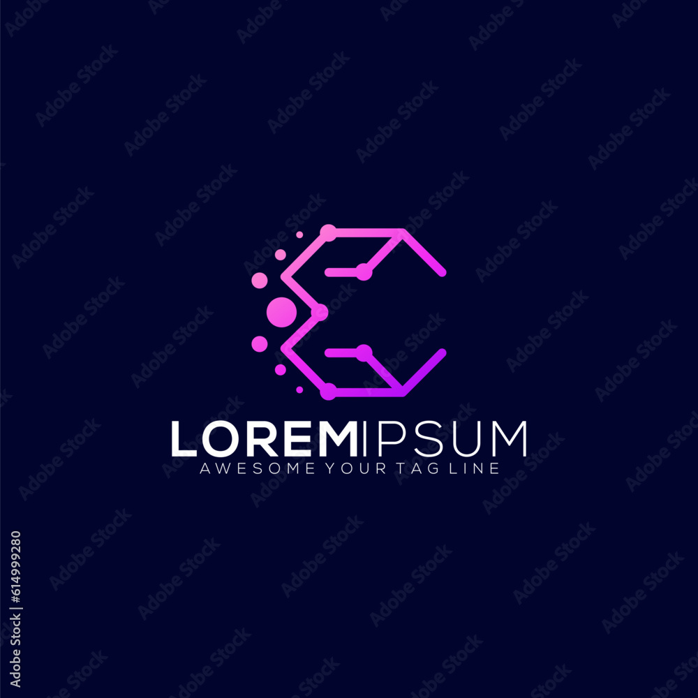 Letter C modern gradient technology logo design Letter C modern gradient technology logo design