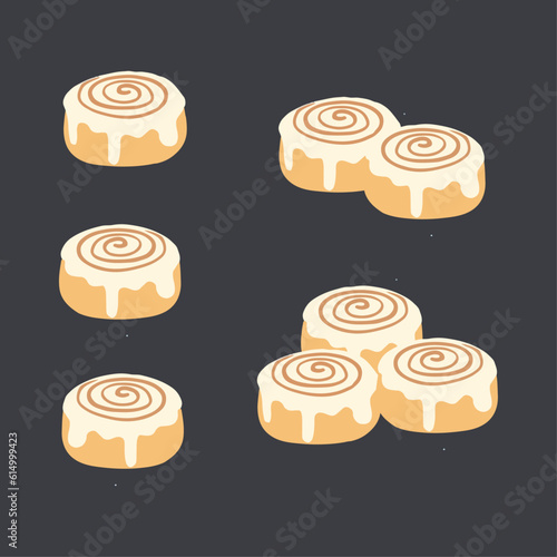 Cinnamon rolls with sugar icing vector illustration.