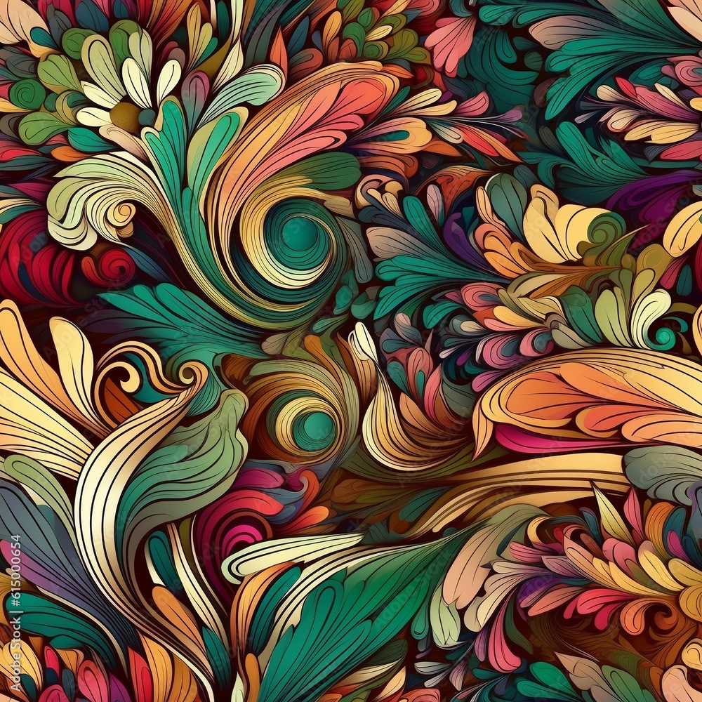 Colorful abstract flower pattern generative AI