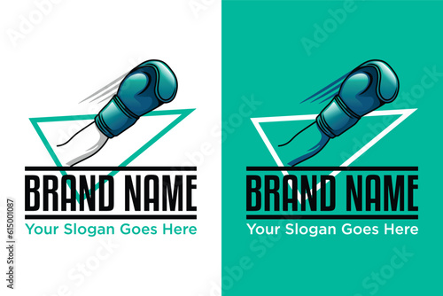 punch boxing with glove illustration logo design