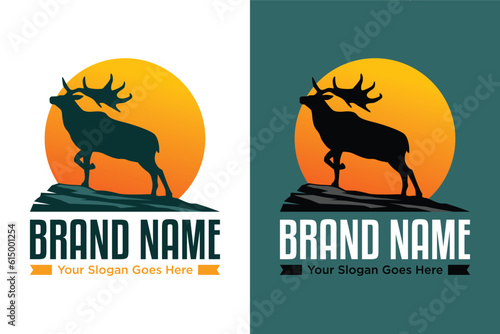 Simple style wild moose illustration logo design
