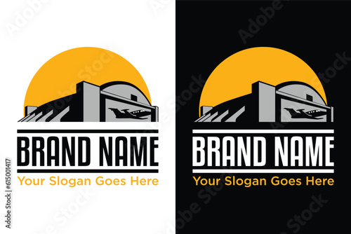 simple Hangar for airplanes illustration logo design