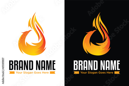 modern Phoenix fire Bird illustration logo design