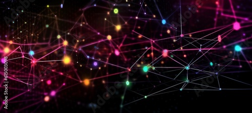 Abstract technology geometric connect particles virtual space background. Generative AI technology.