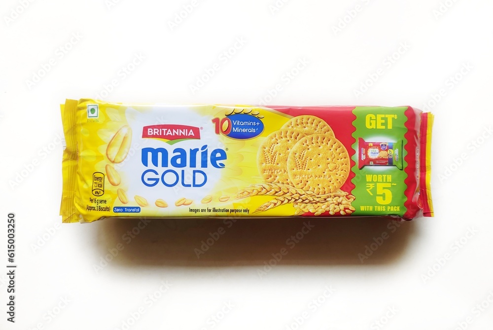 Guwahati, Assam, India June 15, 2023 Britannia Marie Gold Biscuits