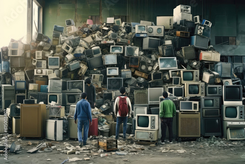 People Dropping Off Electronics For Proper Ewaste Recycling. Generative AI