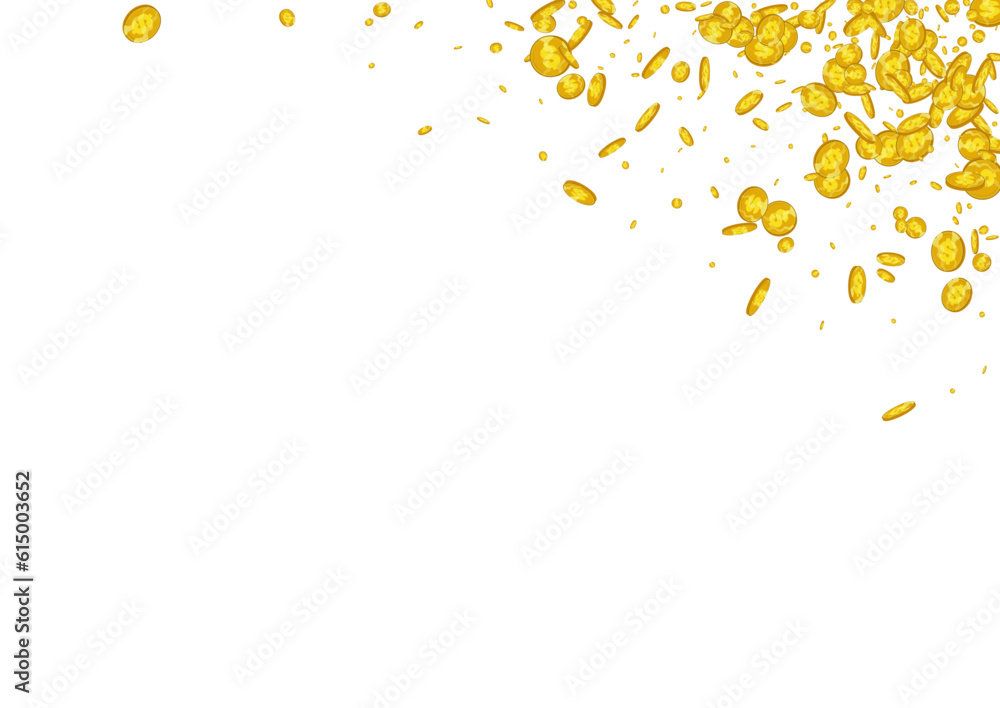 Falling Gold Coin Vector White Background. Golden Falling Gold Coin Vector White Background. Golden