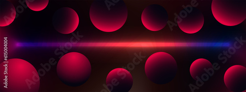 Futuristic cyber red and blue glowing neon bars with 3d spheres and dimensional warp effect posters. Cyber neon abstract backgrounds. Editable Vector Illustration. EPS 10.