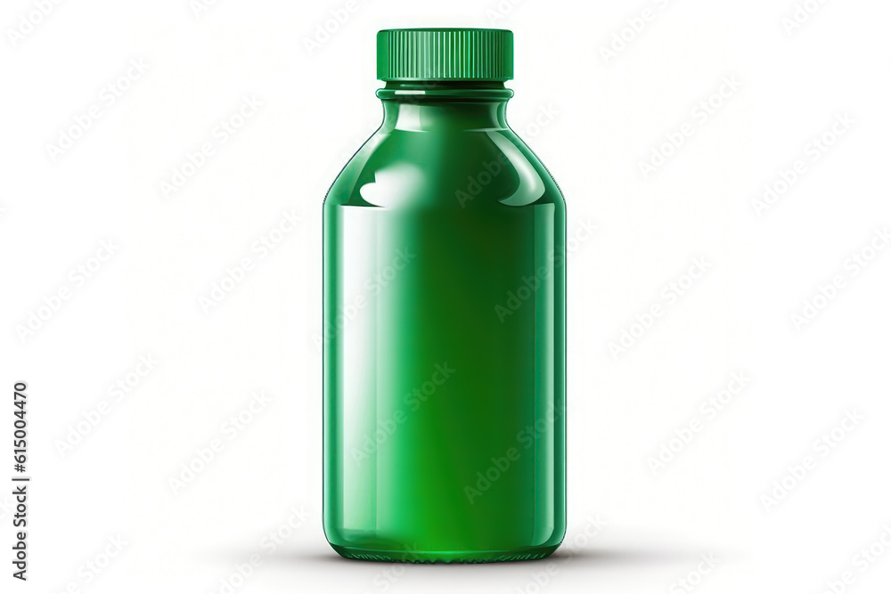 Bottle With Green Liquid Vector On White Background. Generative AI Bottle With Green Liquid Vector On White Background. Generative AI