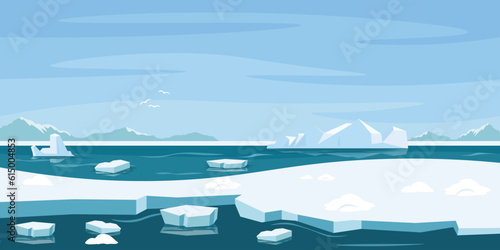 Fotobehang Vector illustration of a beautiful arctic landscape