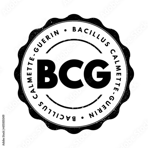 BCG Bacillus Calmette-Guerin - vaccine provides immunity or protection against tuberculosis, acronym text concept stamp