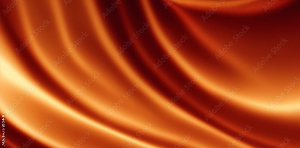 Fototapeta premium Fabric satin, silk with orange waves and folds. golden textiles. Generative AI
