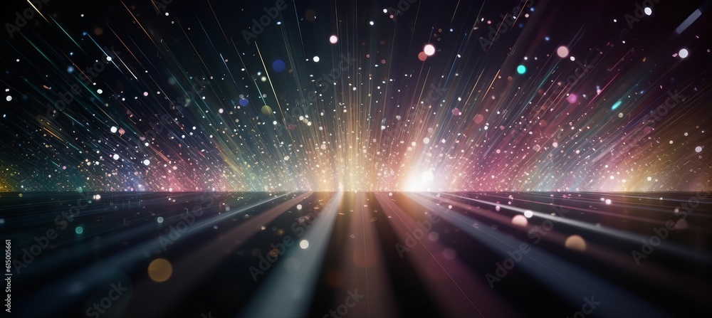 Obraz premium Explosion lights glitter burst bokeh background. Generative AI technology. 