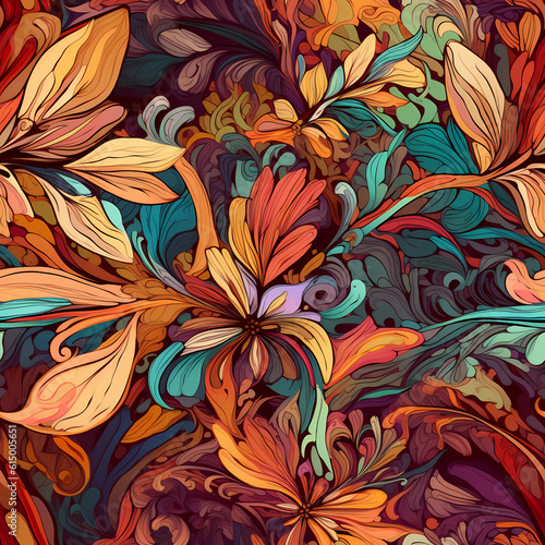Colorful abstract flower pattern generative AI
