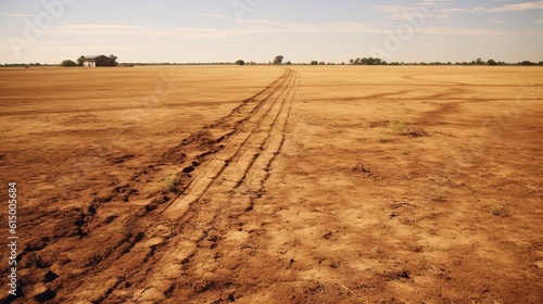 Wasted Harvest  A desolate farm field affected by drought  conveying the implications of changing rainfall patterns   generative ai