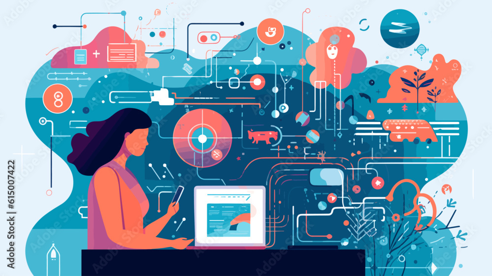Large-scale language model AI concept vector illustration. Large-scale language model AI concept vector illustration.