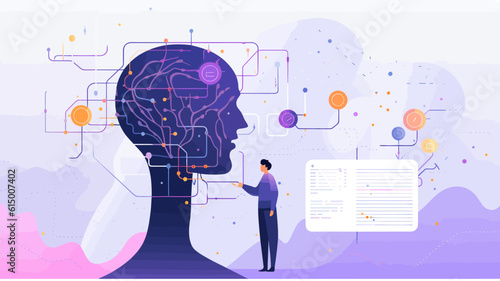Large-scale language model AI concept vector illustration.