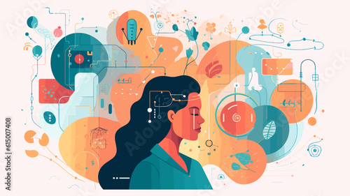 Large-scale language model AI concept vector illustration.