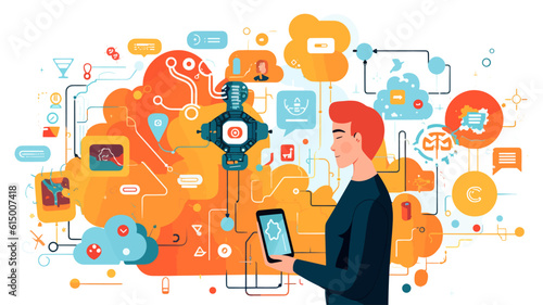 Large-scale language model AI concept vector illustration.