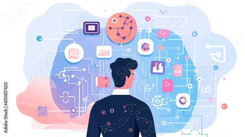 Large-scale language model AI concept vector illustration.