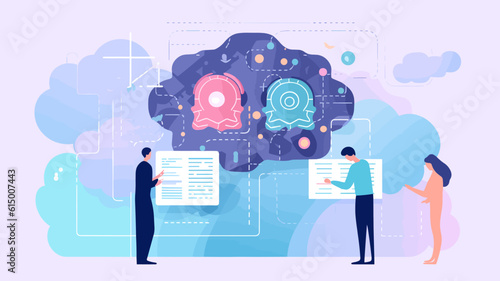 Large-scale language model AI concept vector illustration.