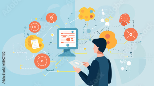 Large-scale language model AI concept vector illustration.