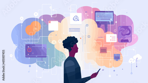 Large-scale language model AI concept vector illustration.