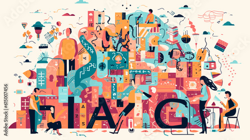 Large-scale language model AI concept vector illustration.
