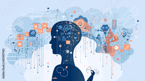 Large-scale language model AI concept vector illustration.