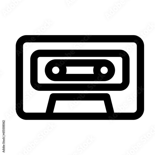 音楽、カセットテープ、テープを表すラインスタイルのアイコン