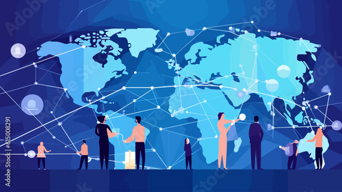 Global communication network concept. Environmental technology. Sustainable development goals. SDGs. Vector illustration.