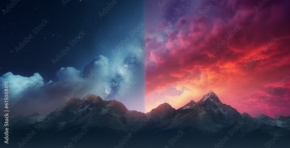 ai generative surreal and colorful sky background with a night universe atmosphere 