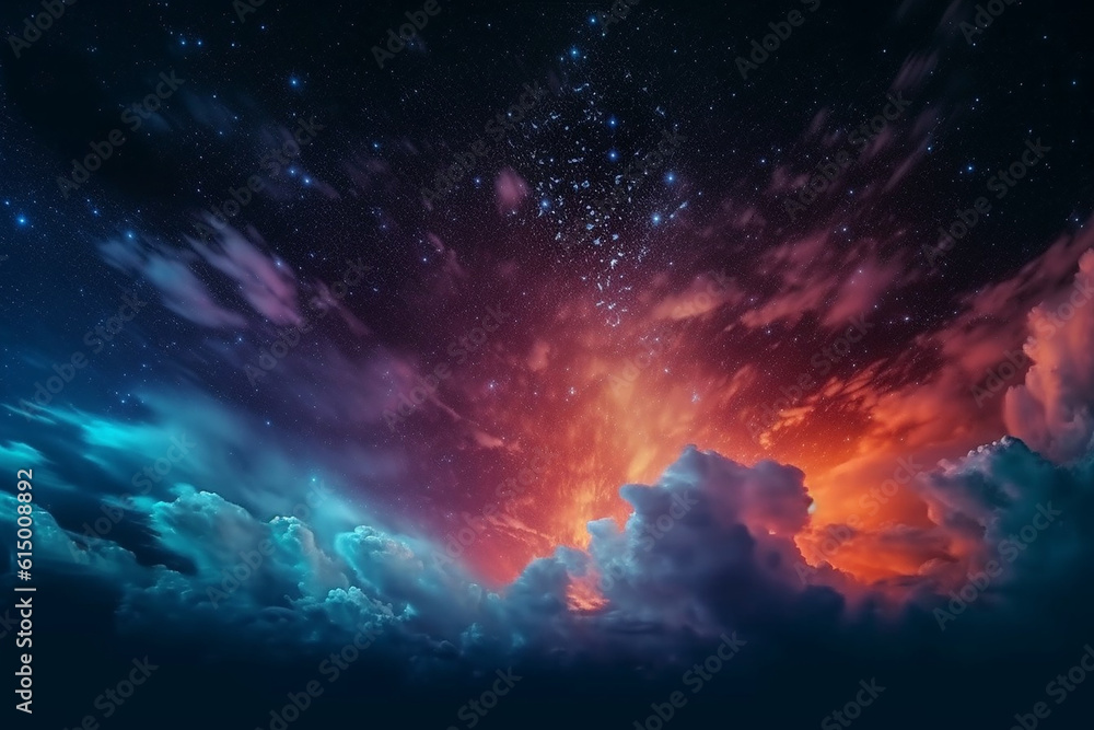 ai generative surreal and colorful sky background with a night universe atmosphere 