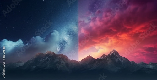 ai generative surreal and colorful sky background with a night universe atmosphere 