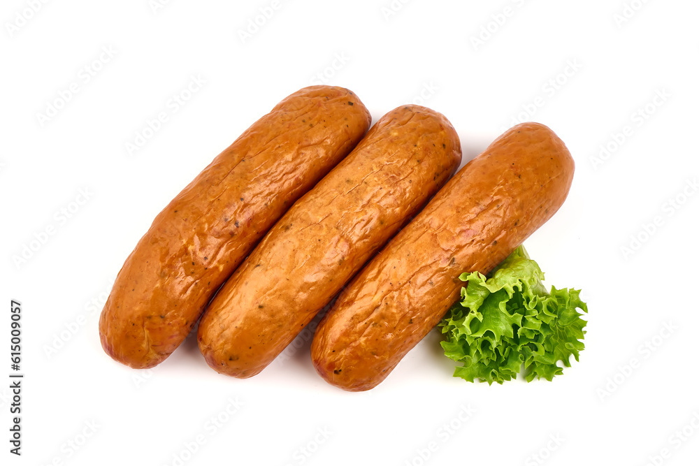 Smoked German Sausages, isolated on white background. Smoked German Sausages, isolated on white background.