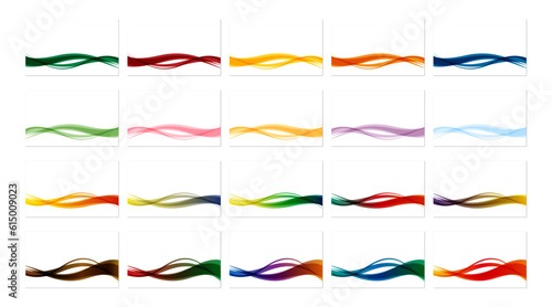 使いやすいグラデーションのウェーブ曲線背景セット。