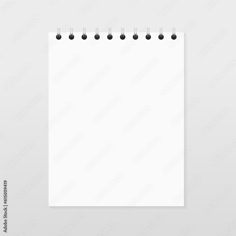 Mock up realistic wall calendar with spiral. White paper tear-off calendar. Empty template for spiral brochure, notepad and calendar. Blank postcard for advertising design. Vector illustration Mock up realistic wall calendar with spiral. White paper tear-off calendar. Empty template for spiral brochure, notepad and calendar. Blank postcard for advertising design. Vector illustration