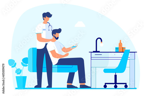 Medical Collaboration: Vector Illustration of Two Dedicated Doctors at Work.