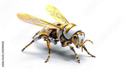 Mechanical Robot Honey Bee isolated on white background © SITI