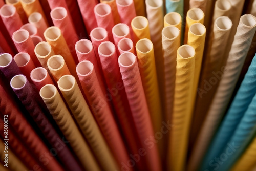 Colored paper drinking tube straws  generative ai