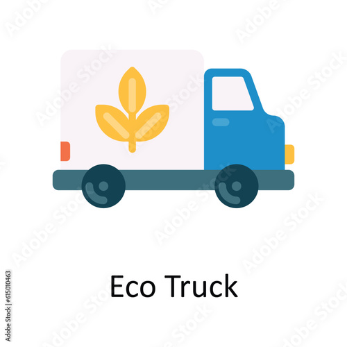 Eco Truck Vector Flat Icon Design illustration. Nature and ecology Symbol on White background EPS 10 File