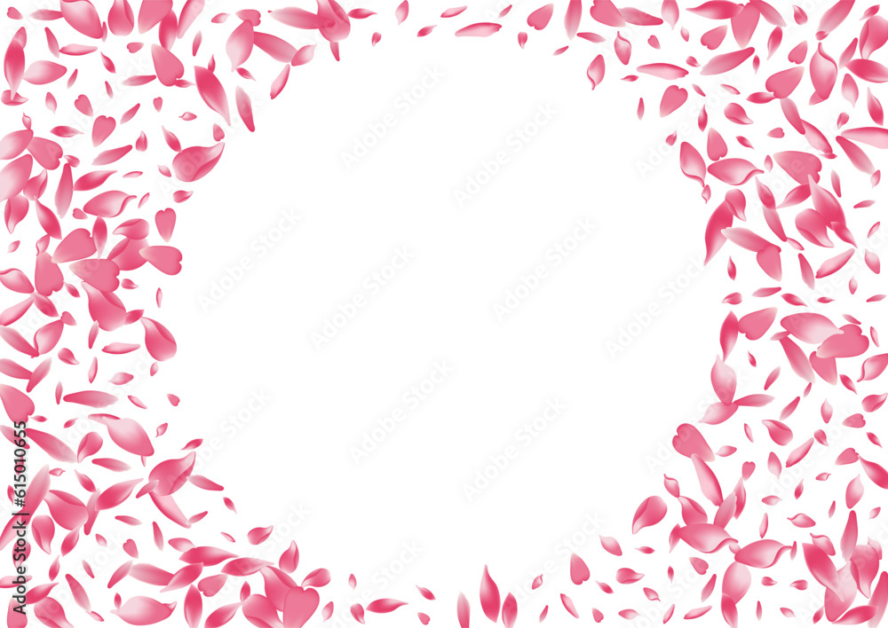 Color Sakura Petal Vector White Background.