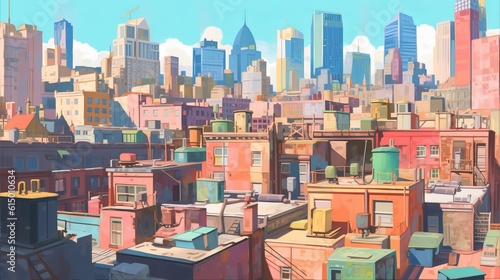 City view background. Generative AI technology.