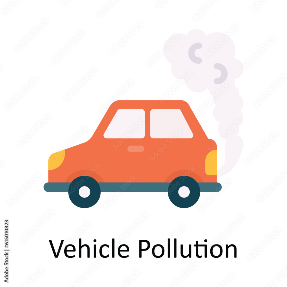 Vehicle Pollution Vector Flat Icon Design illustration. Nature and ecology Symbol on White background EPS 10 File