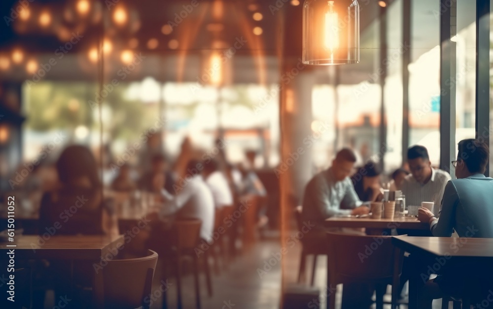 Blurred Restaurant Background with Ambiance, AI
